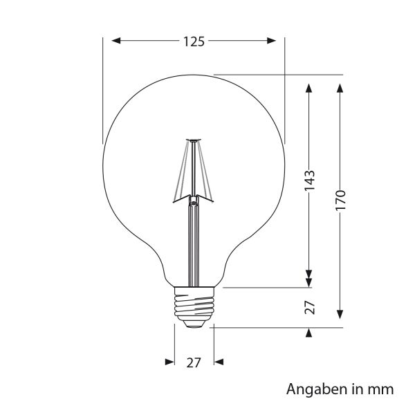 E27 LED Leuchtmittel, G125, warmweiß (2700 K), 4 W, 550lm, Milchglas extra matt Riesige Ersparnisse
