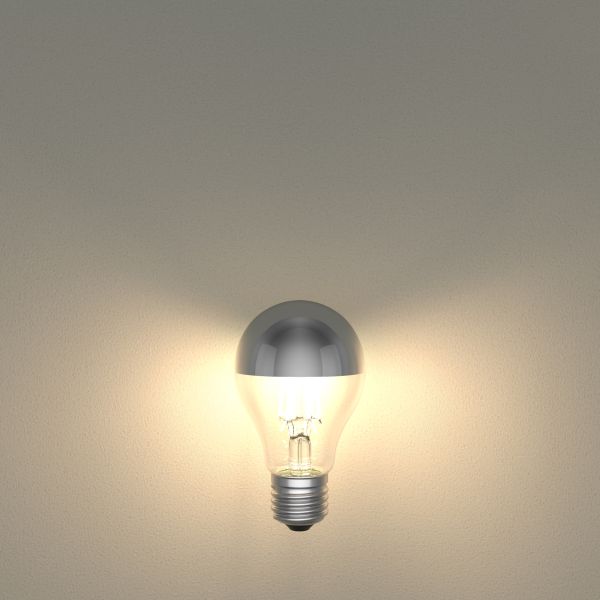 E27 LED Leuchtmittel, A60, warmweiß (2700 K), 4,1 W, 461lm, Kopfspiegel (silber) Super Sparpreis