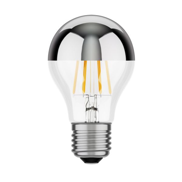 E27 LED Leuchtmittel, A60, 6 W, Kopfspiegel (silber) (Lichtfarbe wählbar)
