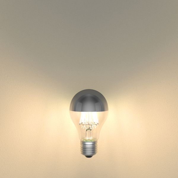 E27 LED Leuchtmittel, A60, 6 W, Kopfspiegel (silber) (Lichtfarbe wählbar) Kostenlose Rückgabe