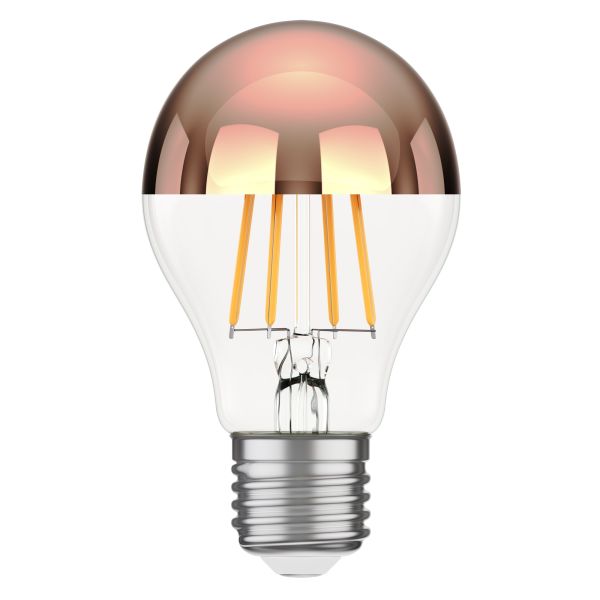 E27 LED Leuchtmittel, A60, warmweiß (2600 K), 7,5 W, 839lm, Kopfspiegel (roségold)
