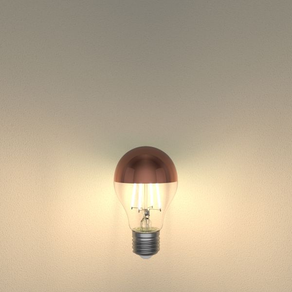 E27 LED Leuchtmittel, A60, warmweiß (2600 K), 7,5 W, 839lm, Kopfspiegel (roségold) Letzter Tag