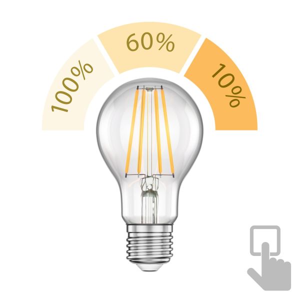 E27 LED Leuchtmittel, A60, 7,1 W, 3-Stufen-Dimmer (Lichtfarbe wählbar)