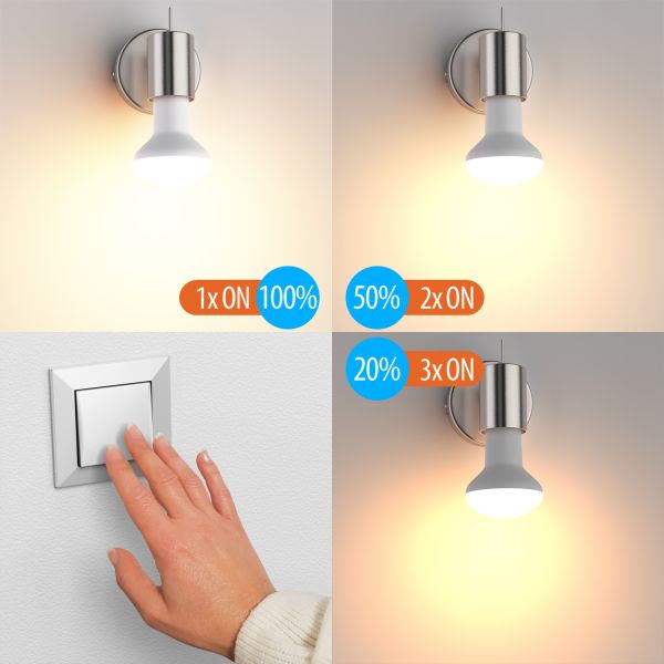 E14 LED Leuchtmittel, R50, warmweiß (2700 K), 6,2 W, 608lm, 116°, 3-Stufen-Dimmer, matt 50% Rabatt für begrenzte Zeit