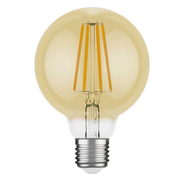 E27 LED Leuchtmittel, G95, extra warmweiß (2500 K), 7,3 W, 818lm, 3-Stufen-Dimmer, goldfarben Rabatte dieses Monats