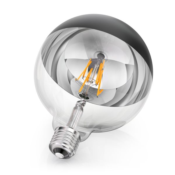 E27 LED Leuchtmittel, G125, warmweiß (2700 K), 6,7 W, 660lm, Kopfspiegel (schwarz) Auslauf