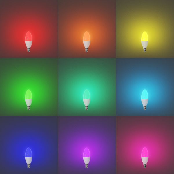 E14 LED RGB Leuchtmittel, Kerze, warmweiß - kaltweiß (2900 - 6400 K), 5,1 W, 572lm, Smart Home, WLAN, Alexa, matt Angebote