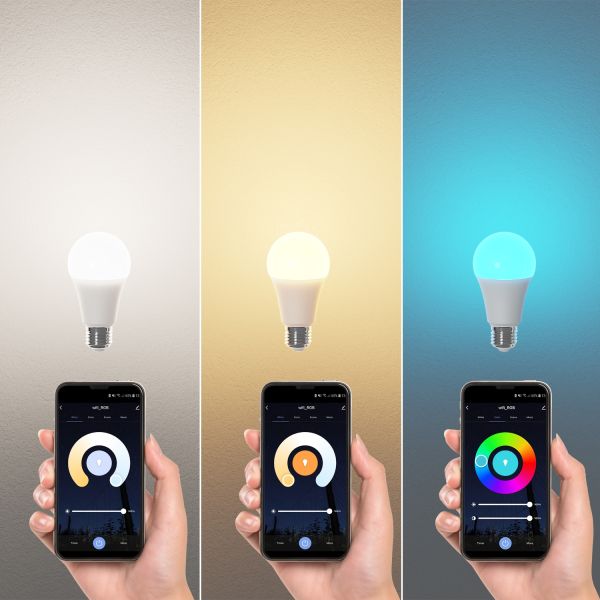 E27 LED RGB Leuchtmittel, A60, warmweiß - kaltweiß (3000 - 6500 K), 9,4 W, 892lm, Smart Home, WLAN, Alexa, matt Günstiger Verkauf