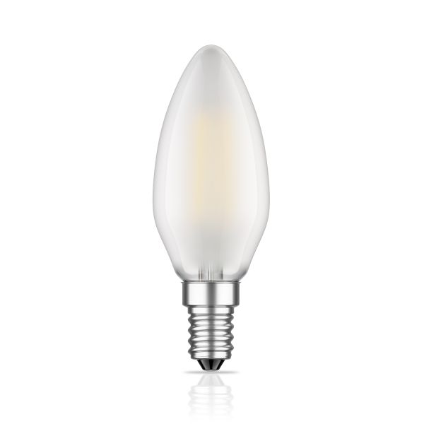 E14 LED Leuchtmittel, Kerze, warmweiß (2700 K), 4,3 W, 424lm, gefrostet