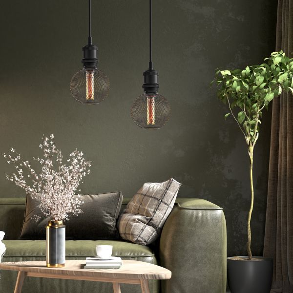 E27 LED Leuchtmittel, Lampe, Metallkäfig schwarz, G120, extra warmweiß (1800 K), 4W, 220lm Rabatt