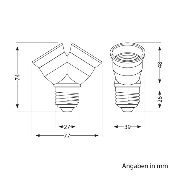 E27 Sockel, 2-fach Splitter-Adapter, weiß Flash Sale
