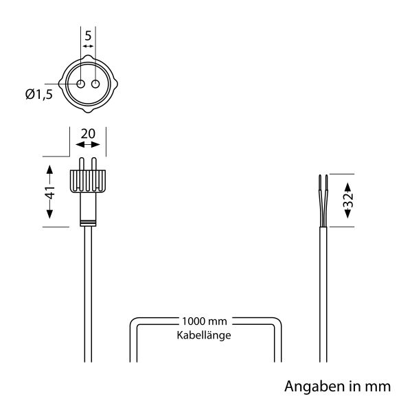 Anschlusskabel für Stecksystem NEMO (IP44), 1m, schwarz , 2 x 0,75 mm² Vatertagsangebot