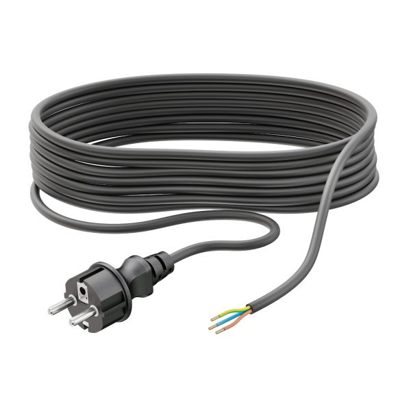 Schukostecker Typ F mit Außenkabel, 5m, schwarz , 3 x 0,75 mm²