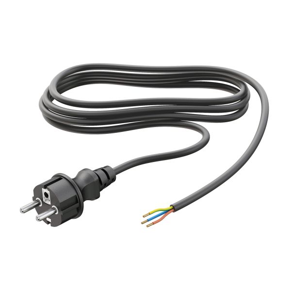 Schukostecker Typ F mit Außenkabel, 2m, schwarz , 3 x 0,75 mm²