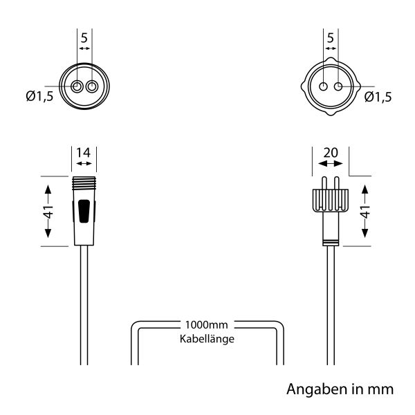 Verlängerungskabel für Stecksystem NEMO (IP44), 1m, schwarz Exklusive Angebote