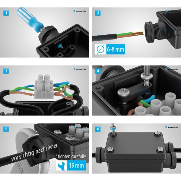 2-fach Kabelverbinder für außen, IP68, Muffe für 6 - 8mm Kabel-Durchmesser Neuheiten