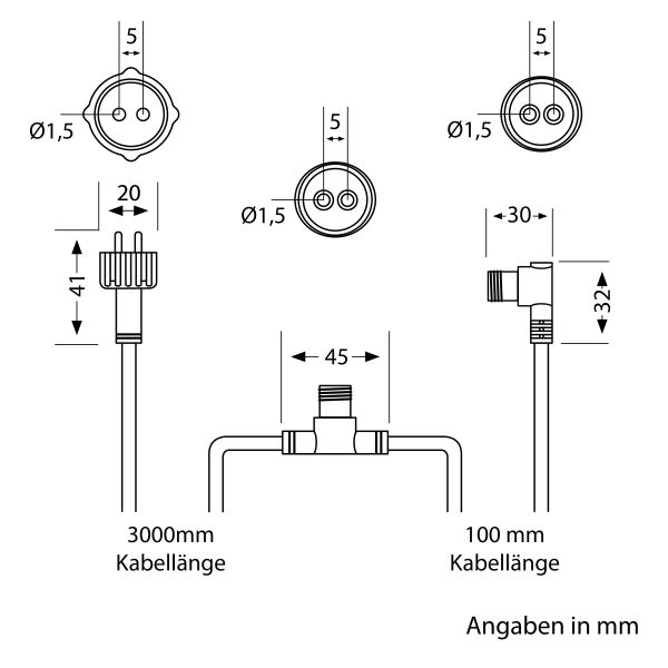2-fach Verteiler für Stecksystem NEMO (IP44), 3,1m, schwarz Wochenangebot