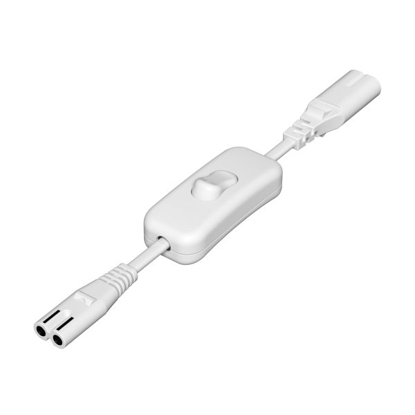Durchleitungskabel für Stecksystem Gerätestecker C7/C8, Schalter, 0,2m, weiß