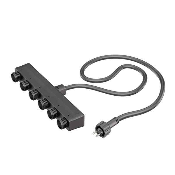6-fach Verteiler für Stecksystem NEMO (IP44), 1m, schwarz
