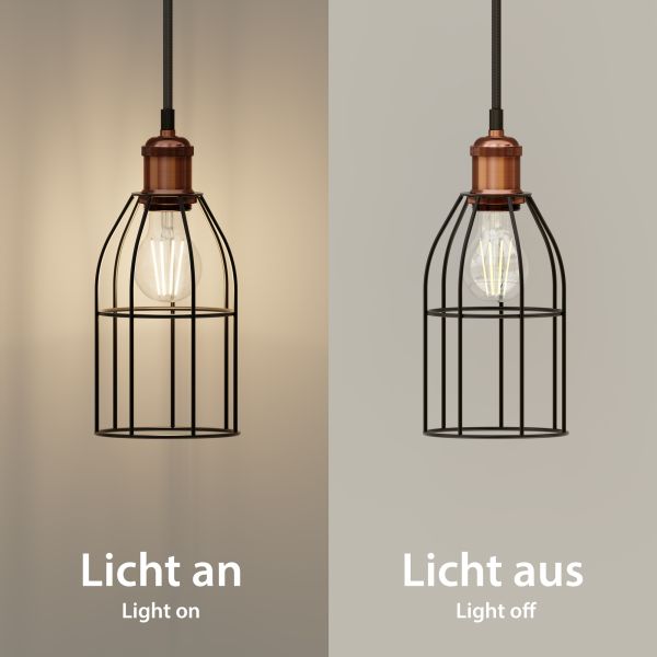 Käfig-Lampenschirm, schwarz, 122mm Ø Kostenloser Versand international