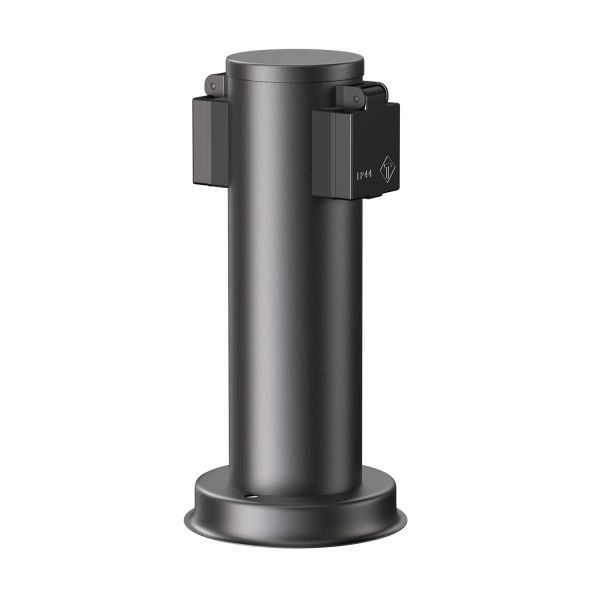 Garten-Steckdosen-Säule PORU für außen, 2-Fach, Edelstahl, rund, 27cm (Farbe wählbar)