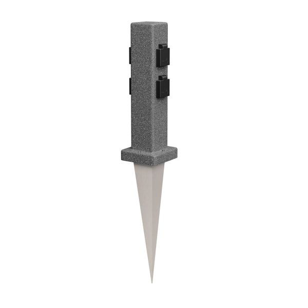 Garten-Steckdosen-Säule mit Erdspieß POCK für außen, 4-Fach, Stein-Optik, eckig, 39,5cm (Farbe, Mit Kabel wählbar)