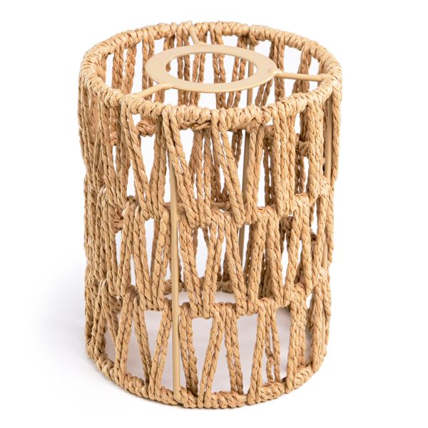 Handgefertigter Boho-Seil-Lampenschirm, natur-beige, 120mm Ø