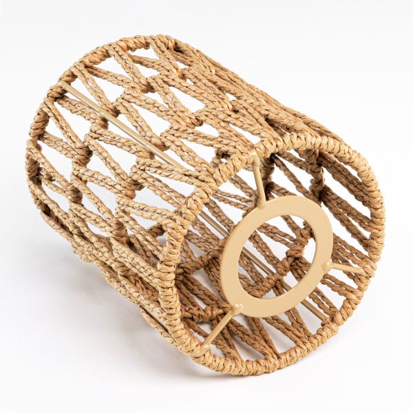 Handgefertigter Boho-Seil-Lampenschirm, natur-beige, 120mm Ø Vierteljährliche Förderung