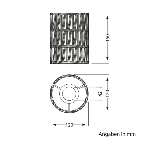 Handgefertigter Boho-Seil-Lampenschirm, natur-beige, 120mm Ø Vierteljährliche Förderung
