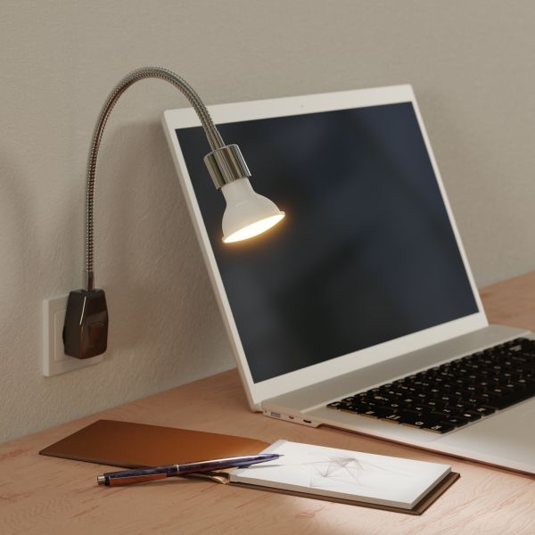 Steckdosenlampe LESCH Leselampe Schwanenhals, Schalter (Farbe, Leuchtmittel wählbar) Fabrikverkauf