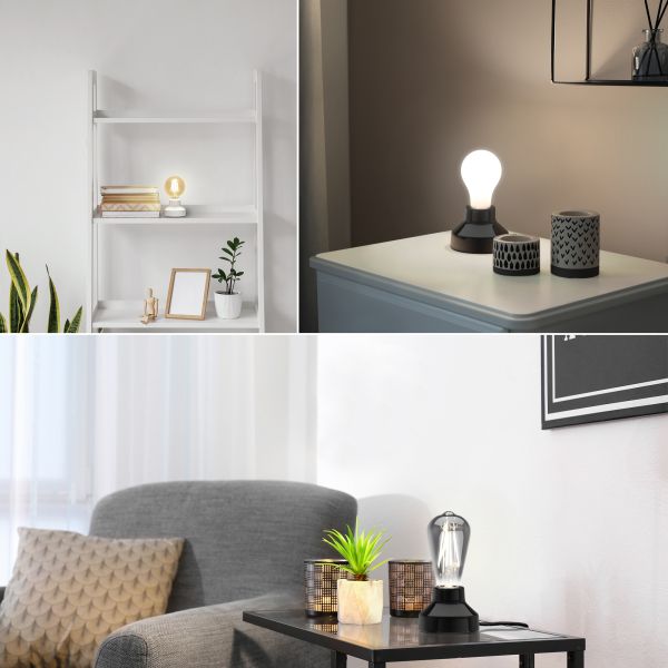 E27 Porzellan Tischlampe TIX rund mit Stecker und Schalter (Farbe, Leuchtmittel wählbar) Kostenloser Versand