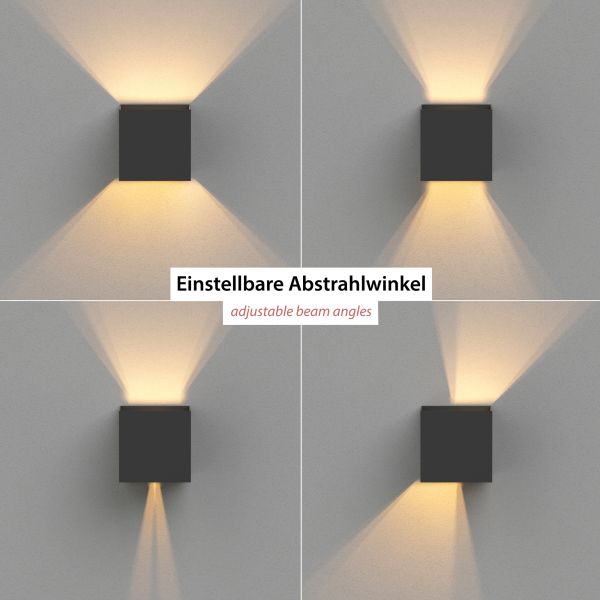 Wandleuchte CUBEL, Dämmerungssensor, Bewegungsmelder für außen, IP65, Up & Downlight (Farbe, Leuchtmittel wählbar) Limitierter Zeitrabatt