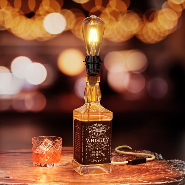 Tischlampe FLAKO, Schalter, Bakelit, Stoff, ohne Flasche, ohne Leuchtmittel (Farbe wählbar) Fabrik Onlineshop