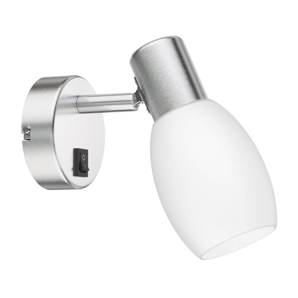 Wand-Leuchte LUPI mit Schalter, einflammig inkl. LED E14 Lampe, chrom matt (Leuchtmittel wählbar)