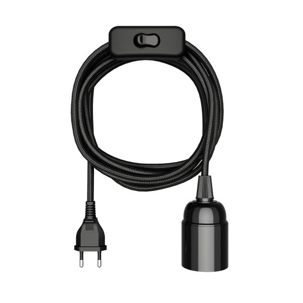 3m Textilkabel LEHA Stecker, Schalter, 3m (Farbe, Leuchtmittel wählbar)