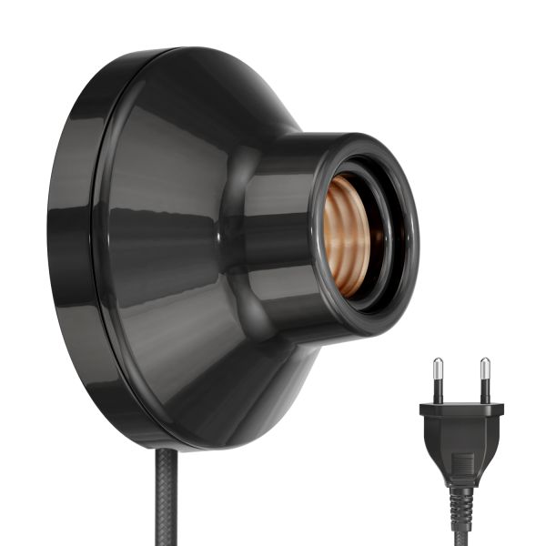 Wandleuchte / Lampenfassung ELEKTRA, Stecker, Schalter, Porzellan, rund (Farbe, Leuchtmittel wählbar)