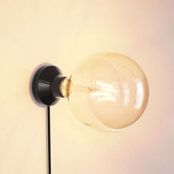 Wandleuchte / Lampenfassung ELEKTRA, Stecker, Schalter, Porzellan, rund (Farbe, Leuchtmittel wählbar) Preisnachlass