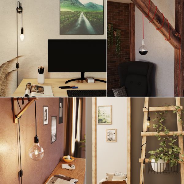 3m Textilkabel LEHA II mit Stecker, Schalter, 3m (Farbe, Leuchtmittel wählbar) Lagerräumung