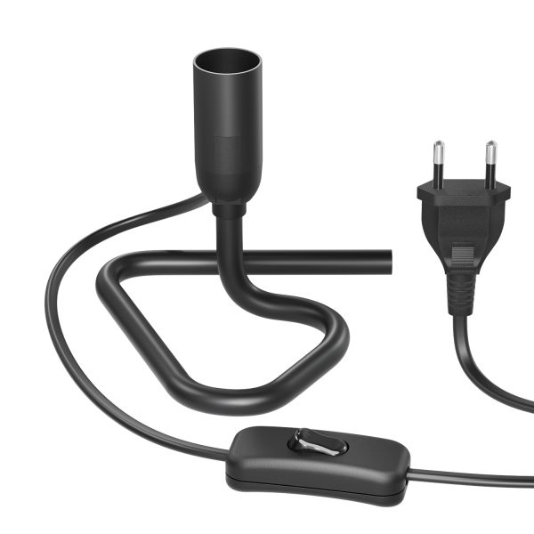 Tischlampe TRIN mit E14 Lampen-Fassung Triangle Dreieck-Fuß schwarz mit Stecker und Schalter (Leuchtmittel wählbar)