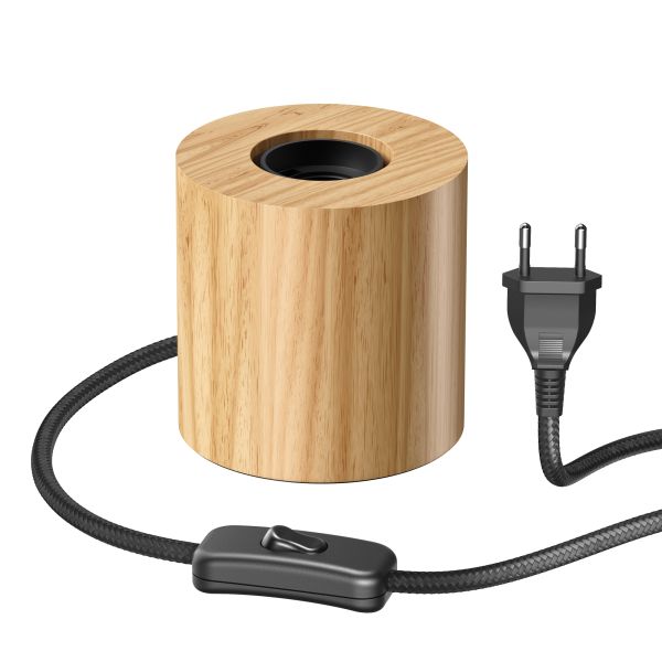 Tischlampe HITO, E27 Fassung, Holz massiv, rund (Leuchtmittel wählbar)