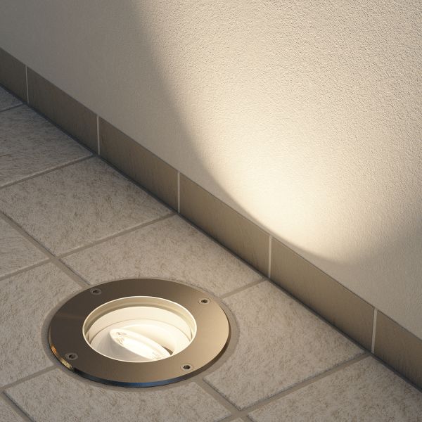 Bodeneinbaustrahler BOFU für außen schwenkbar Edelstahl rund IP67 150mm Ø (Farbe, Leuchtmittel wählbar) VIP-Rabatte