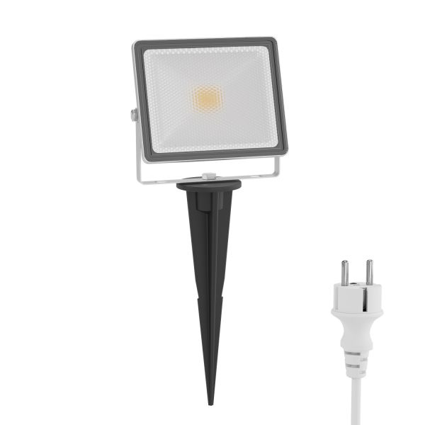 LED Gartenstrahler FLIN mit Erdspieß & Stecker für außen, Scheinwerfer, IP66 wasserfest, 10,9W 837lm warm-weiß (Farbe wählbar)