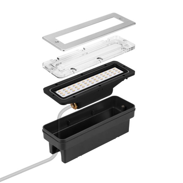 LED Treppenlicht/Wandeinbauleuchte für innen und außen, eckig, edelstahl, 198 x 61mm, 2,2 W, 248lm, warmweiß Riesige Rabatte