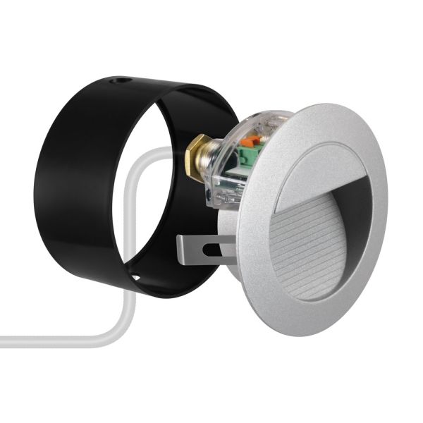 LED Treppenlicht/Wandeinbauleuchte für innen und außen, Downlight, rund, grau, 125mm Ø, warmweiß Kostenloser Versand international