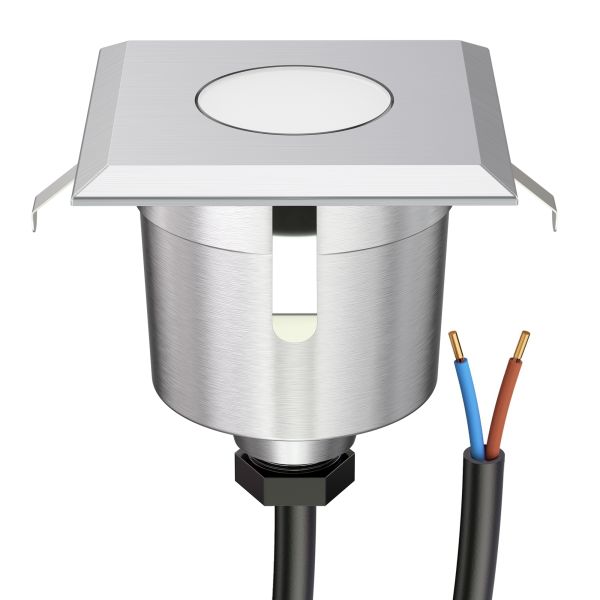LED Bodeneinbauleuchte AGENA für außen, IP65, edelstahl, eckig, 6 x 6cm (Farbe, Lichtfarbe, Set wählbar)
