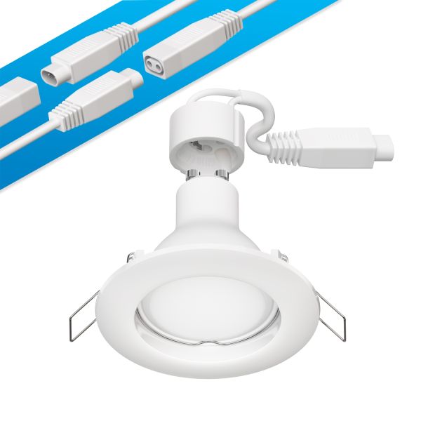LED Deckeneinbaustrahler DEX GU10, rund, 84mm Ø (Farbe, Leuchtmittel, Set wählbar)