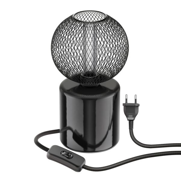 Tischlampe TIPO Porzellan, Stecker, Schalter, schwarz, inkl. E27 LED, G120, extra warmweiß, 4W, 220lm Muttertagsangebot