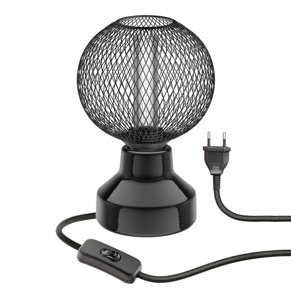 Porzellan Tischlampe TIX, Stecker, Schalter, schwarz, inkl. E27 LED, G120, extra warmweiß, 4W, 220lm Vatertagsangebot
