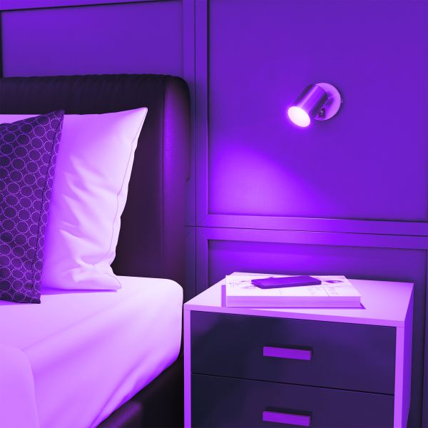 Wandspot WAIKA, einflammig, mit Schalter, GU10, chrom matt, inkl. Smart Home RGBW GU10 LED Lampe, 5,41W, 473lm Kauf eins, bekomm eins gratis