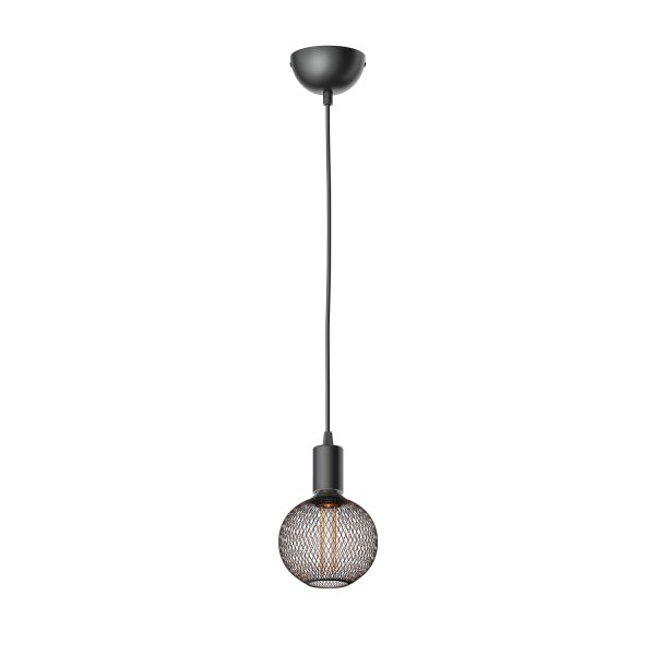 Pendelleuchte / Hängelampe DORI, schwarz matt, inkl. E27 LED, G120, extra warmweiß, 4W, 220lm
